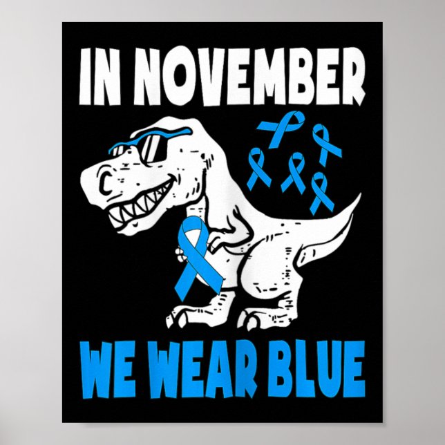 Kids In November We Wear Blue Diabetes Awareness T Poster (Front)