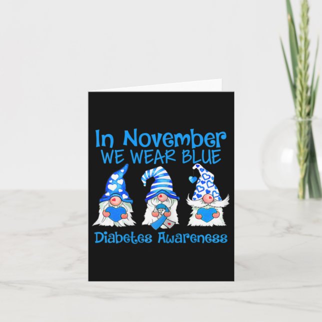 Kids In November We Wear Blue Gnomes T1d Diabetes  Card (Front)