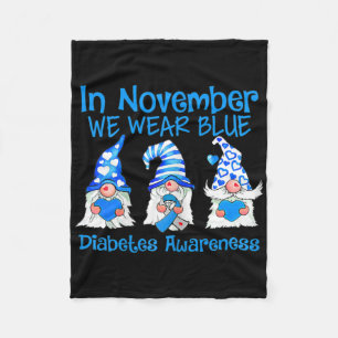 Kids In November We Wear Blue Gnomes T1d Diabetes Fleece Blanket
