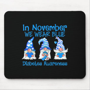 Kids In November We Wear Blue Gnomes T1d Diabetes Mouse Mat