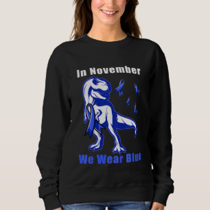 Kids In November We Wear Blue T Rex Toddler Diabet Sweatshirt