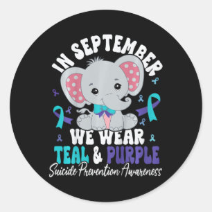 Kids In September We Wear Teal And Purple Suicide Classic Round Sticker
