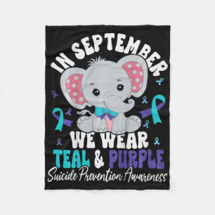 Kids In September We Wear Teal And Purple Suicide Fleece Blanket