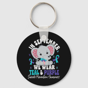 Kids In September We Wear Teal And Purple Suicide Key Ring