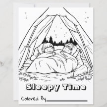 Kids in Tent | Kid's Camping Colouring Page