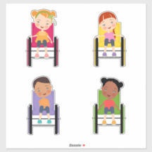 Kids in Wheelchair Stickers 1