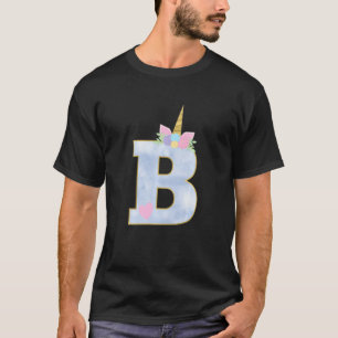 Kids Initial Letter B Unicorn Monogram For Girls U T-Shirt