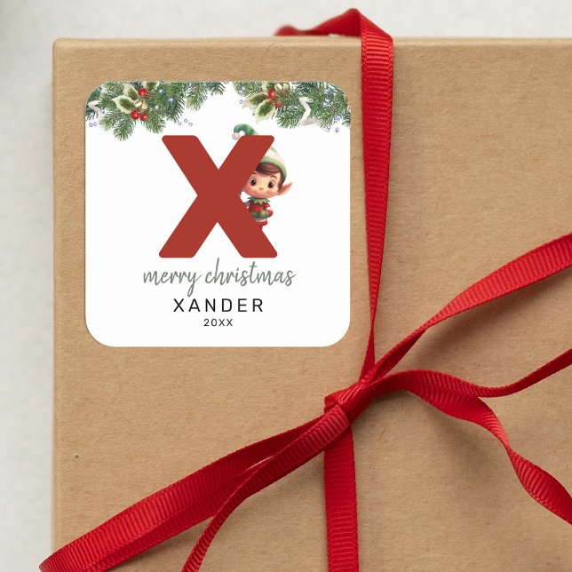 Kids Initial X Christmas Square Sticker (Creator Uploaded)