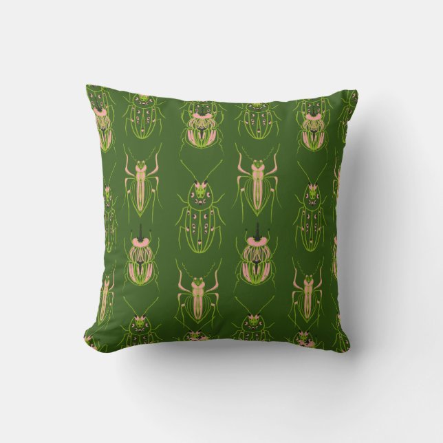 Kids Insect Bug Beetle Hand Drawn Pattern Cushion (Front)
