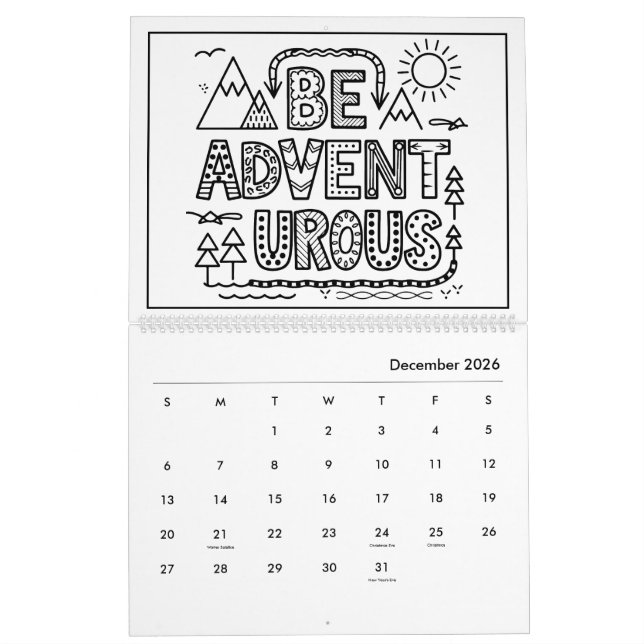 Kids Inspirational Colouring Calendar (Dec 2026)