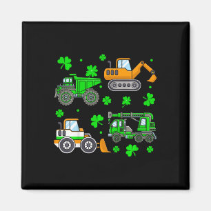 Kids Irish Construction Truck Crane St Patricks Da Magnet