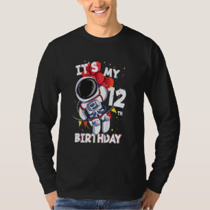 Kids Its My12th Birthday 12 Year Old Astronaut Bir T-Shirt