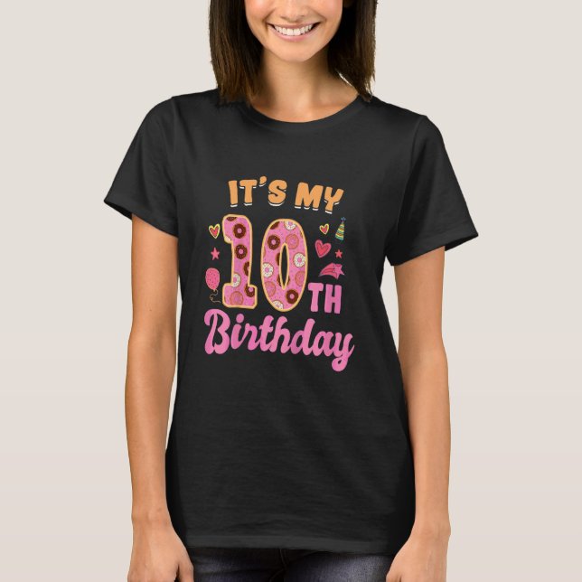Kids It's My 10rd Birthday Sweet Doughnut Happy 10 T-Shirt (Front)