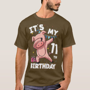 Kids Its My 11th Birthday 11 Year Old Pig Birthday T-Shirt