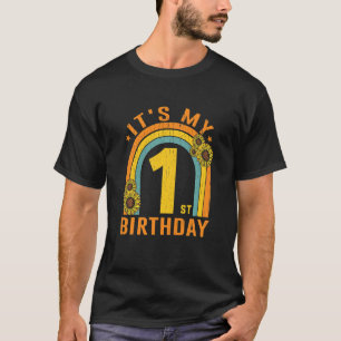 Kids It's My 1st Birthday Sunflower 1 Years Old Bi T-Shirt