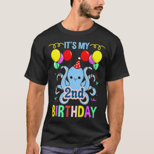 Kids Its My 2nd Birthday Octopus T-Shirt