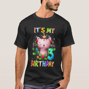 Kids It's My 3rd Birthday Cat Girl 3 Years Old Gir T-Shirt