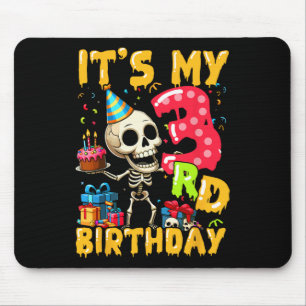 Kids It's My 3rd Birthday Party Halloween Skeleton Mouse Mat