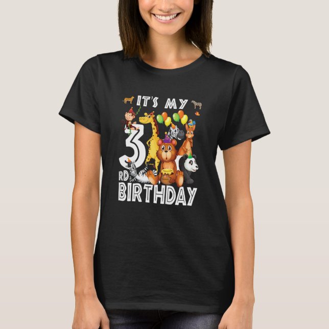 Kids Its My 3rd Birthday Safari Jungle Animals  3r T-Shirt (Front)