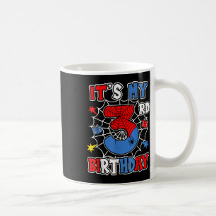 Kids Its My 3rd Birthday Spider Theme Party 3 Year Coffee Mug
