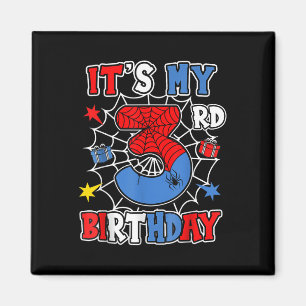 Kids Its My 3rd Birthday Spider Theme Party 3 Year Magnet
