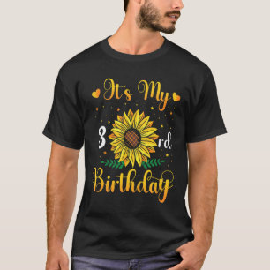Kids It's My 3rd Birthday Sunflower 3 Years Old Bi T-Shirt