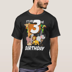 Kids Its My 3rd Birthday Zoo Safari Jungle Animals T-Shirt