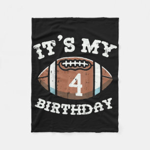Kids Its My 4th Birthday American Football 4 Year  Fleece Blanket