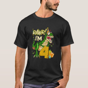 Kids It's My 4th Birthday Boy Rawr 4 Year Old Rex T-Shirt