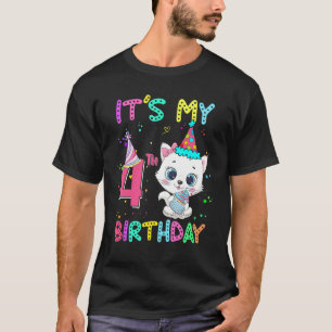 Kids It's My 4th Birthday Cat Girls Birthday Part T-Shirt