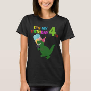 Kids It's My 4th Birthday Happy 4 Year  Dinosaur B T-Shirt