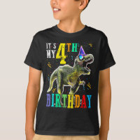 Kids It's My 4TH Birthday Happy 4 Year Dinosaur Sh