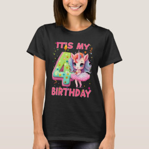 Kids Its My 4th Birthday Unicorn Outfits for toddl T-Shirt