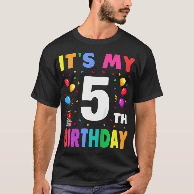 Kids It'S My 5Th Birthday 5 Five Happy Birthday Bo T-Shirt (Front)