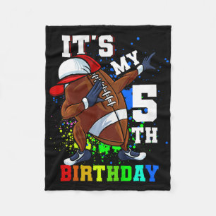 Kids Its My 5th Birthday 5 Year Old Dabbing Footba Fleece Blanket