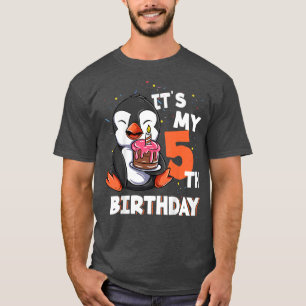 Kids Its My 5th Birthday 5 Year Old Penguin Birthd T-Shirt