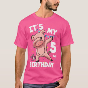 Kids Its My 5th Birthday 5 Year Old Pig Birthday P T-Shirt