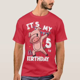 Kids Its My 5th Birthday 5 Year Old Pig Birthday T-Shirt