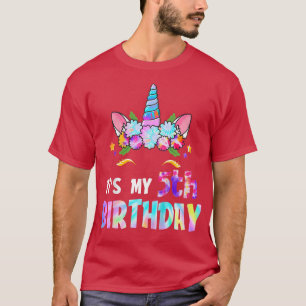Kids It's My 5th Birthday 5 Year Old Unicorn Girl T-Shirt