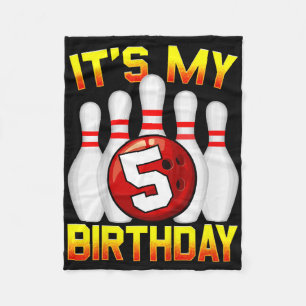 Kids It's My 5th Birthday Bowling 5 Years Old Birt Fleece Blanket