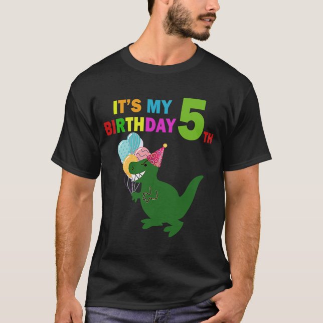 Kids It's My 5th Birthday Happy 5 Year  Dinosaur B T-Shirt (Front)