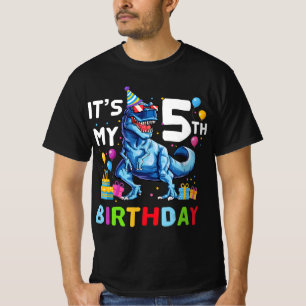 Kids It's My 5th Birthday Happy 5 Year T-Rex   T-Shirt