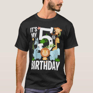 Kids Its My 5th Birthday Jungle Zoo Theme Safari J T-Shirt