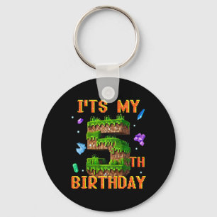 Kids It's My 5th Birthday Pixel Gamer Party Boy Gi Key Ring