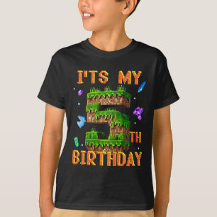 Kids It's My 5th Birthday Pixel Gamer Party Boy Gi T-Shirt