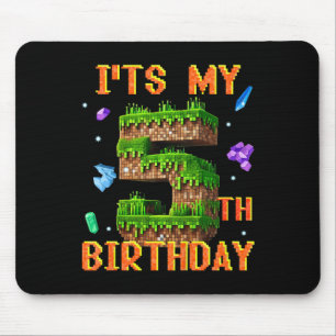 Kids Its My 5th Birthday Pixel Gamer Party Boy Gir Mouse Mat