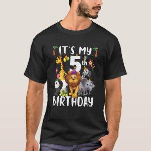 Kids Its My 5th Birthday Zoo  Safari Jungle Animal T-Shirt