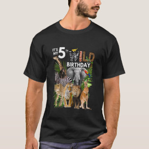 Kids It's My 5th Wild Birthday Safari Animals Zoo  T-Shirt