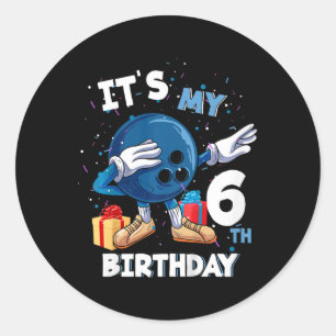 Kids Its My 6th Birthday 6 Year Old Bowling Birthd Classic Round Sticker