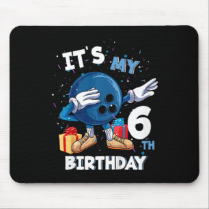 Kids Its My 6th Birthday 6 Year Old Bowling Birthd Mouse Mat